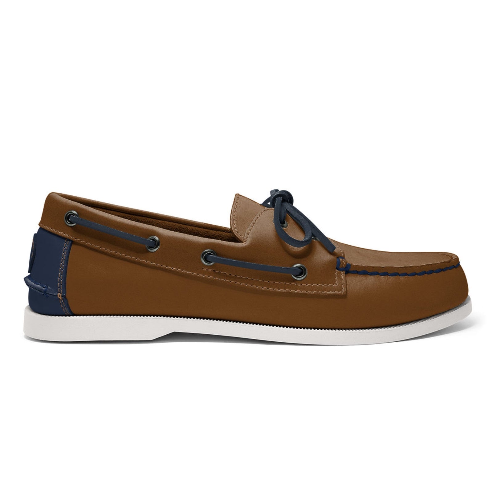 Men’s 2 Eyelet LE Boat Shoe: Brown/Navy