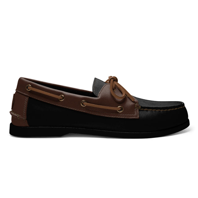 Men’s 2 Eyelet LE Boat Shoe: Black Brown