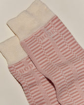 Micro Check Socks Pink Cream