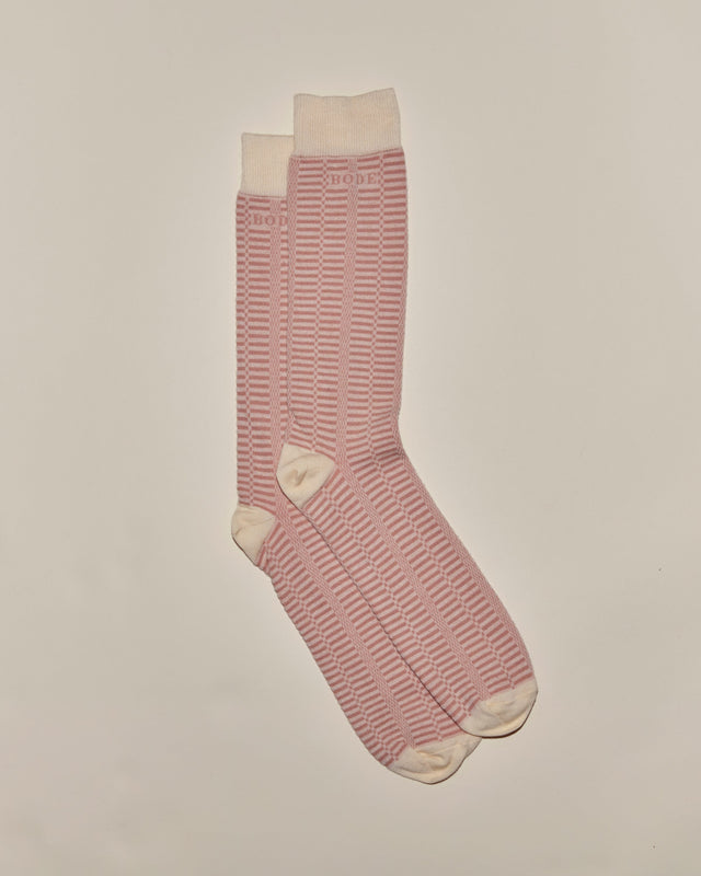 Micro Check Socks - Pink/Cream