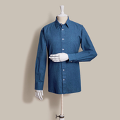 100 Hands For Anderson & Sheppard Handmade Chambray Shirt In Mid Blue
