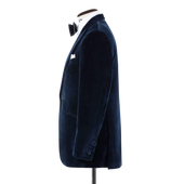 Peak Lapel Jacket In Midnight Blue Velvet