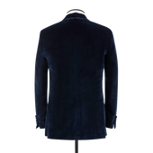 Peak Lapel Jacket In Midnight Blue Velvet