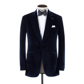 Peak Lapel Jacket in Midnight Blue Velvet
