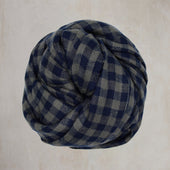 Mini Check Cashmere Scarf In Navy And Grey