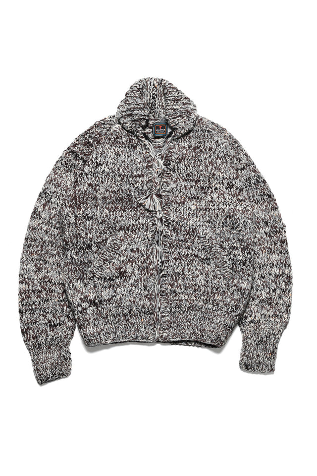 Mix #2 Heather Zipper Cardigan - Brown/Grey Mix