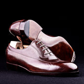 Slightly Rounded Wingtip Oxford In Dark Brown Russian Calf