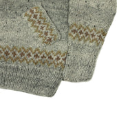 Chamula Hand Knit Fair Isle Zipper Cardigan In Pearl Grey Wool