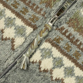 Chamula Hand Knit Fair Isle Zipper Cardigan In Pearl Grey Wool