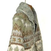 Chamula Hand Knit Fair Isle Zipper Cardigan In Pearl Grey Wool