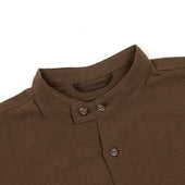 Extended Band Collar Shirt In Tropical Cotton