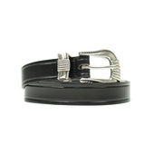 One-inch extended Western belt in black leather