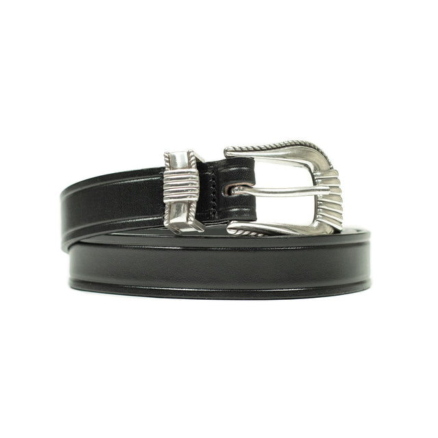 One-inch extended Western belt in black leather