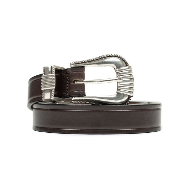 One-inch extended Western belt in Havana brown leather