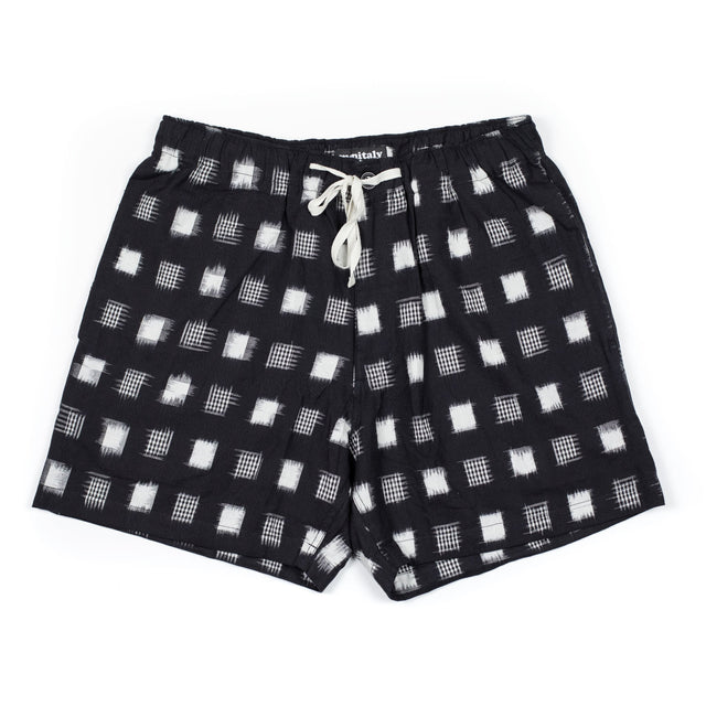 Malibu shorts in black and white ikat cotton