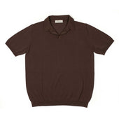 Knit Short Sleeve Skipper Polo In Ice Cotton Yarn