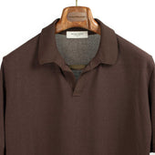 Knit Short Sleeve Skipper Polo In Ice Cotton Yarn