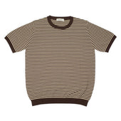 Striped Knit T Shirt In And Latte Ice Cotton Yarn