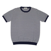 Striped Knit T Shirt In And Off White Ice Cotton Yarn