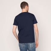Pocket Tee Navy Linen Cats