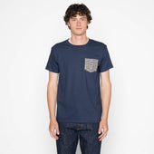Pocket Tee - Navy + Seigaiha Waves - Indigo