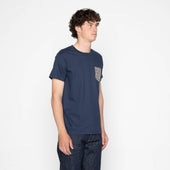 Pocket Tee - Navy + Seigaiha Waves - Indigo
