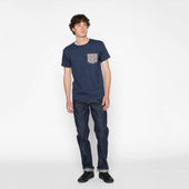 Pocket Tee - Navy + Seigaiha Waves - Indigo
