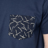 Pocket Tee - Navy + Matsuba Pine Needles - Indigo