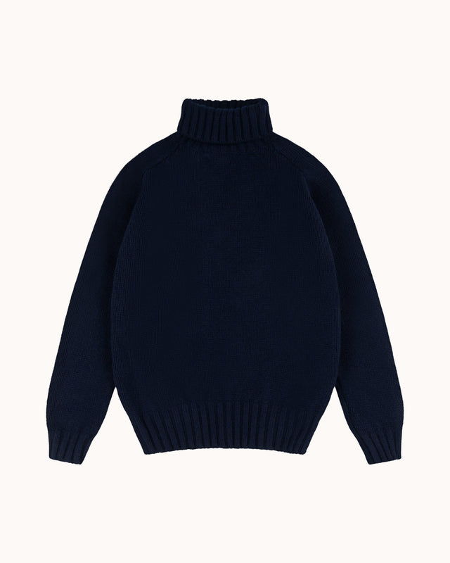 Lambswool Submariner Rollneck Sweater - Navy