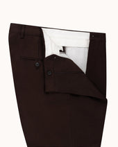 Relaxed Single Pleat Trouser Dark Brown Cotton Canvas
