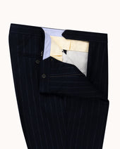 Single Pleat Trouser Chalk Stripe Woollen Flannel