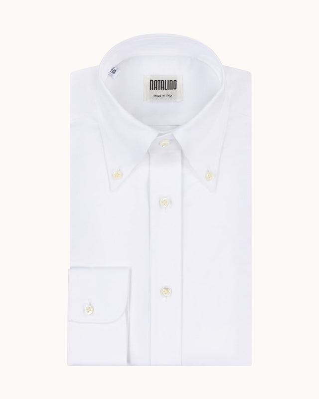 Button Down Collar Shirt - White Oxford Cotton