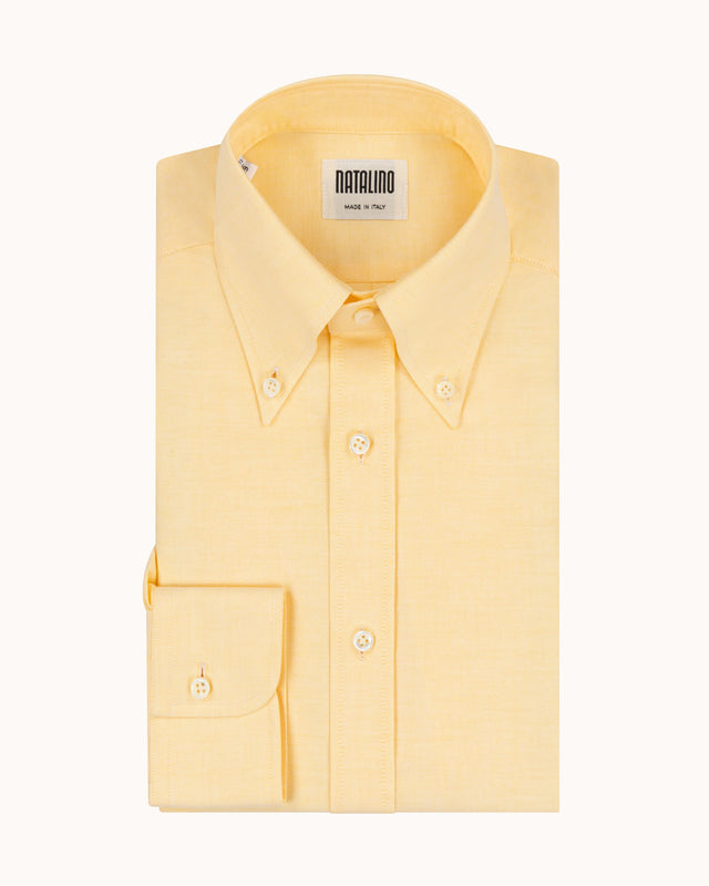 Button Down Collar Shirt - Yellow Oxford Cotton