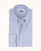 Button Down Collar Shirt Dark Stripe Oxford Cotton