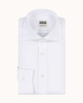 Spread Collar Shirt - White Cotton Poplin
