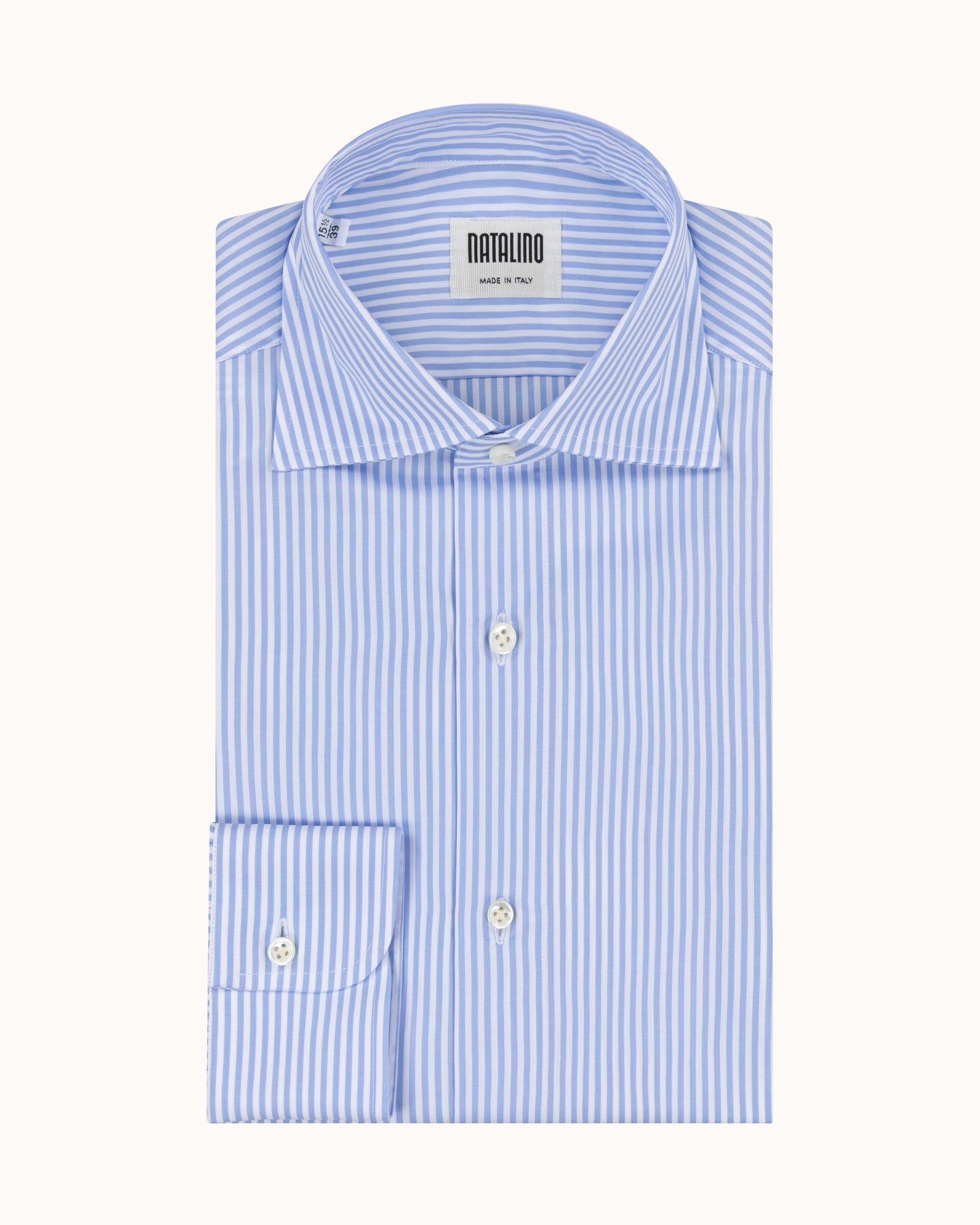 Spread Collar Shirt Stripe Cotton Poplin