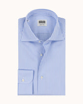 Spread Collar Shirt Stripe Cotton Poplin