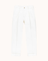 Relaxed Single Pleat Trouser Off Cotton Canvas