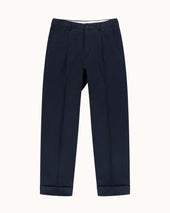Relaxed Single Pleat Trouser Cotton Drill