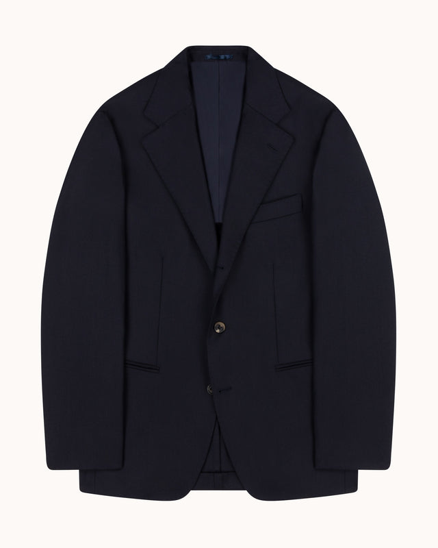 Sport Jacket - Dark Navy Herringbone Wool