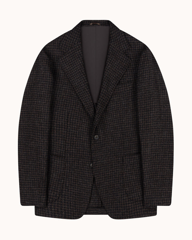 Sport Jacket - Dark Brown Houndstooth Wool Tweed
