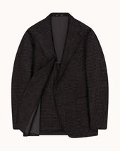 Sport Jacket Dark Brown Houndstooth Wool Tweed