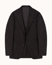 Sport Jacket Dark Brown Houndstooth Wool Tweed