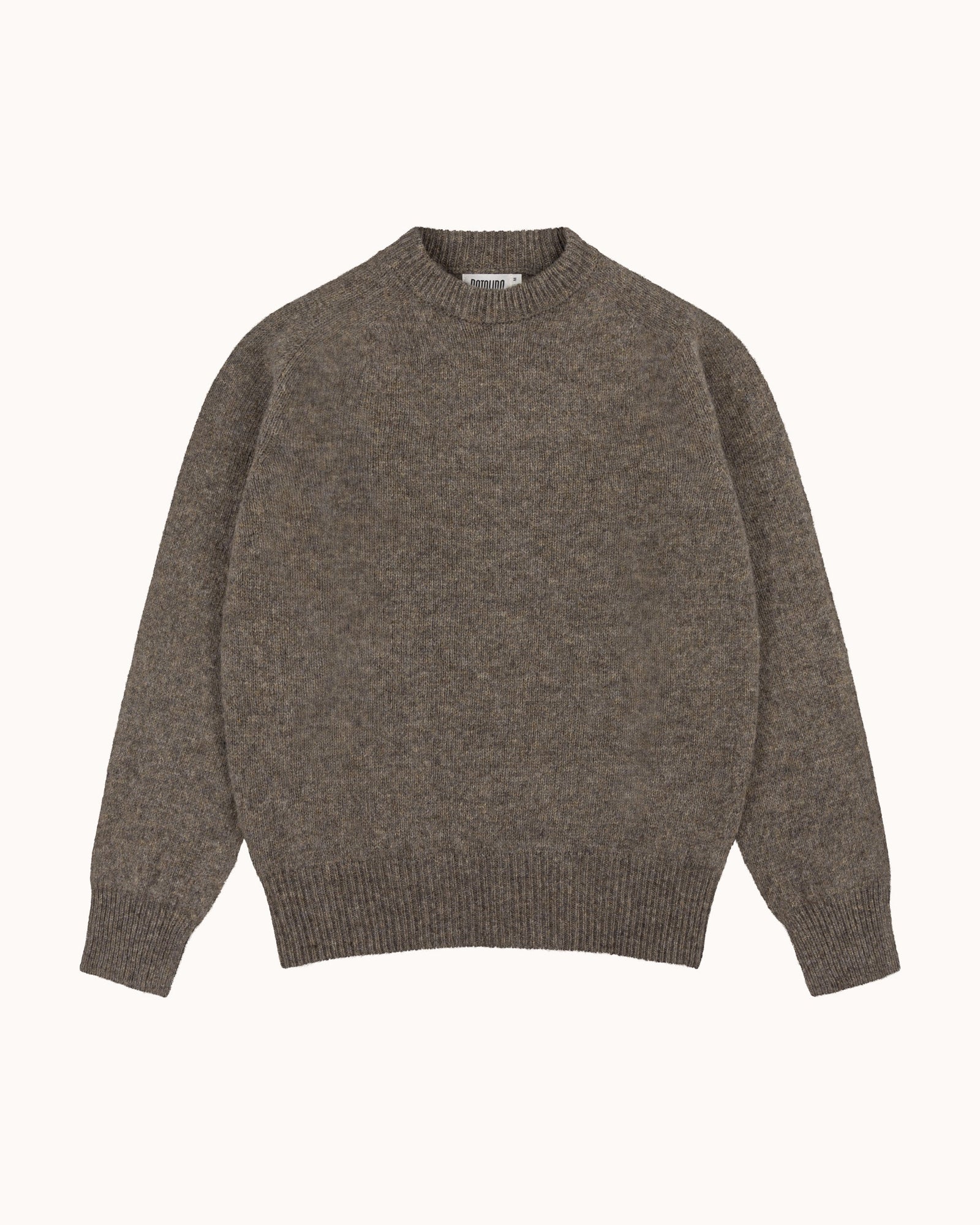 Shetland Wool Crew Neck Sweater Fossil