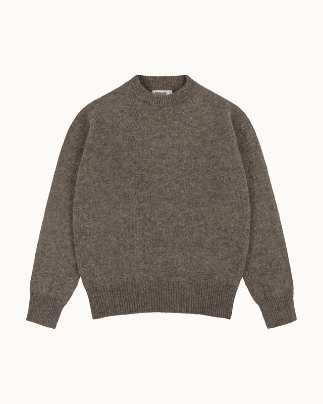 Shetland Wool Crew Neck Sweater - Fossil