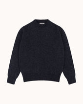 Shetland Wool Crew Neck Sweater - Charcoal