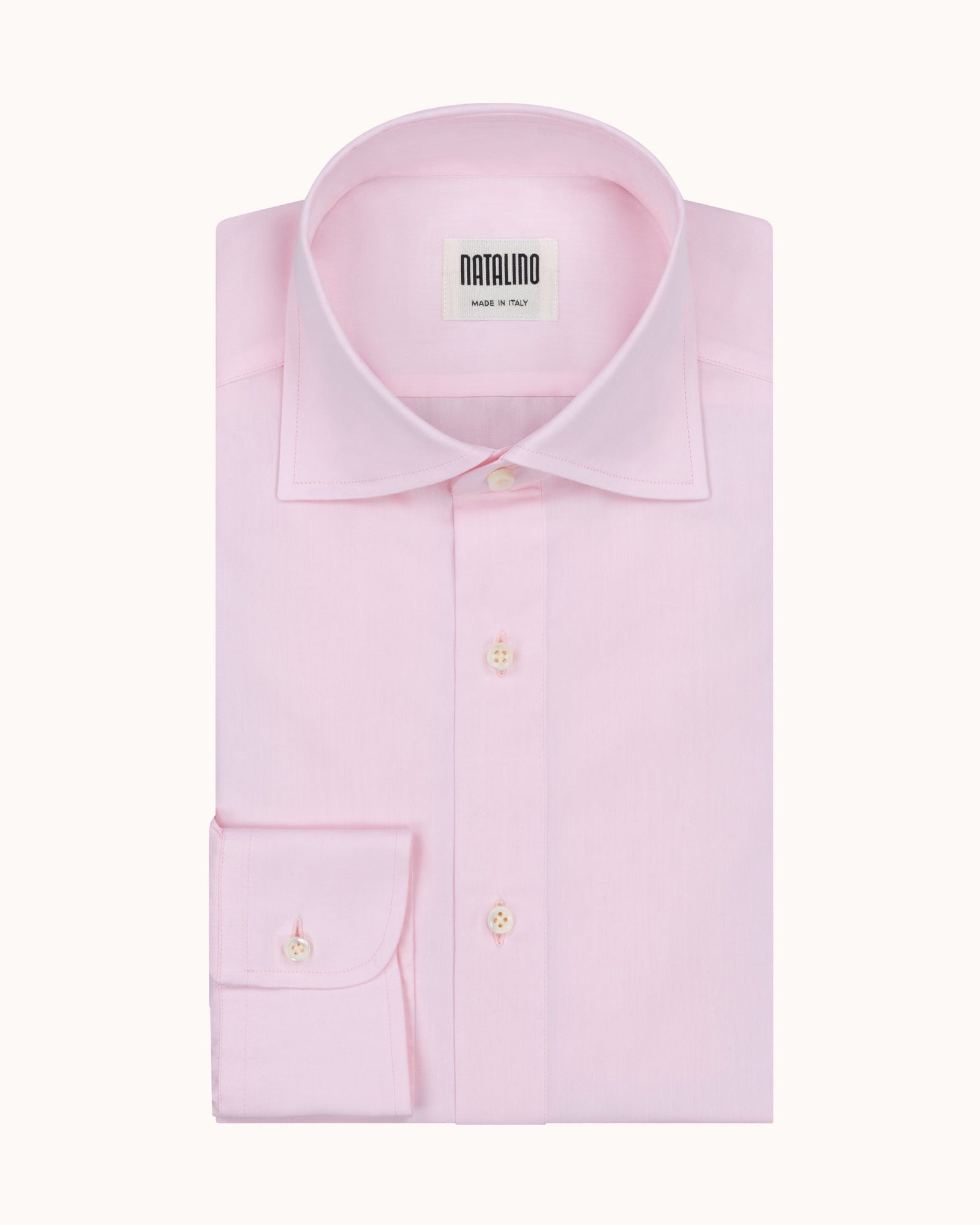 Spread Collar Shirt Pink Cotton Poplin