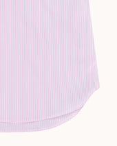 Spread Collar Shirt Pink Stripe Cotton Poplin