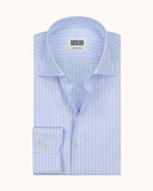 Spread Collar Shirt Pencil Stripe Cotton Poplin