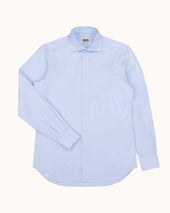 Spread Collar Shirt Pencil Stripe Cotton Poplin